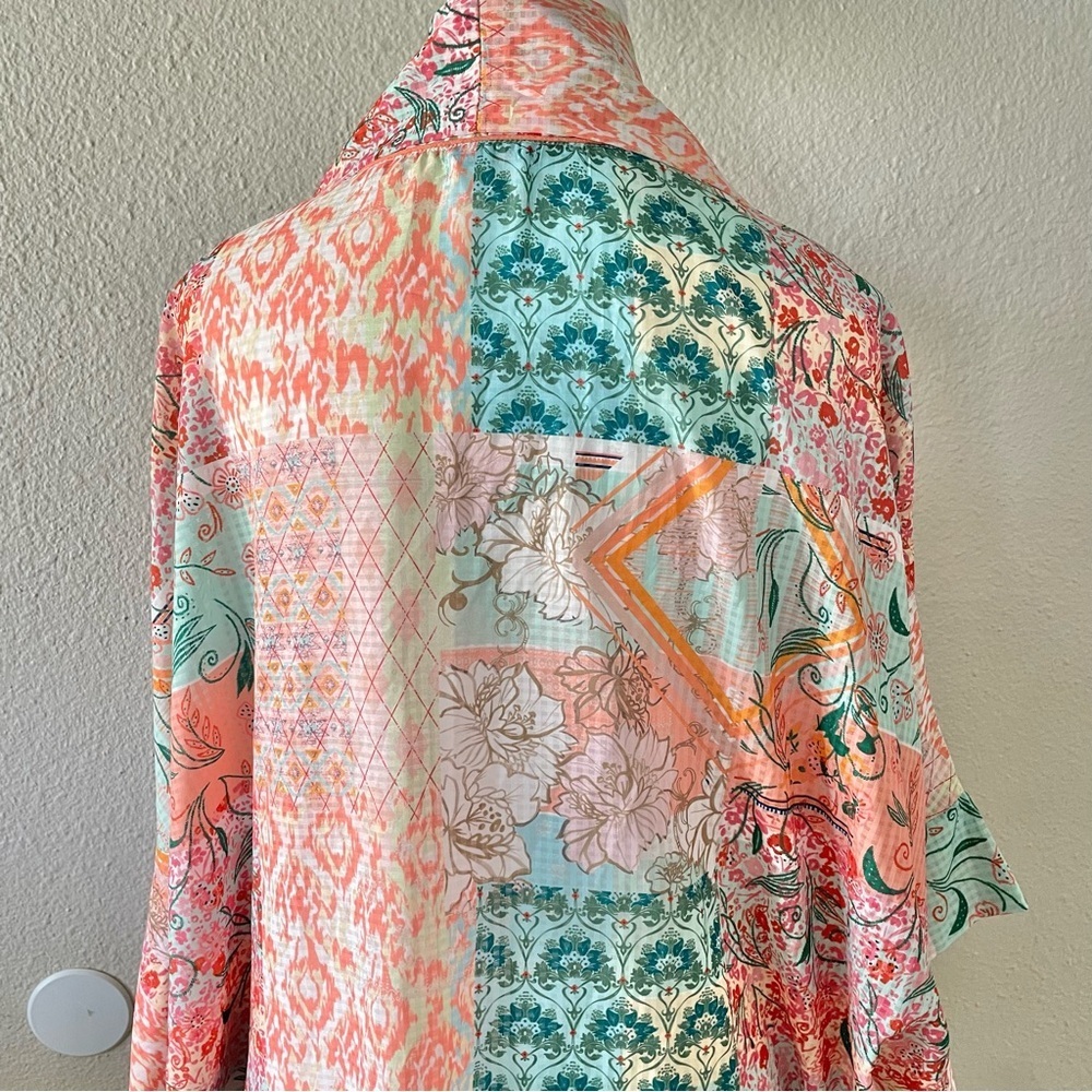 World Market Floral Kimono Cardigan Women’s One Size Patchwork Boho Oversized - Picture 8 of 14